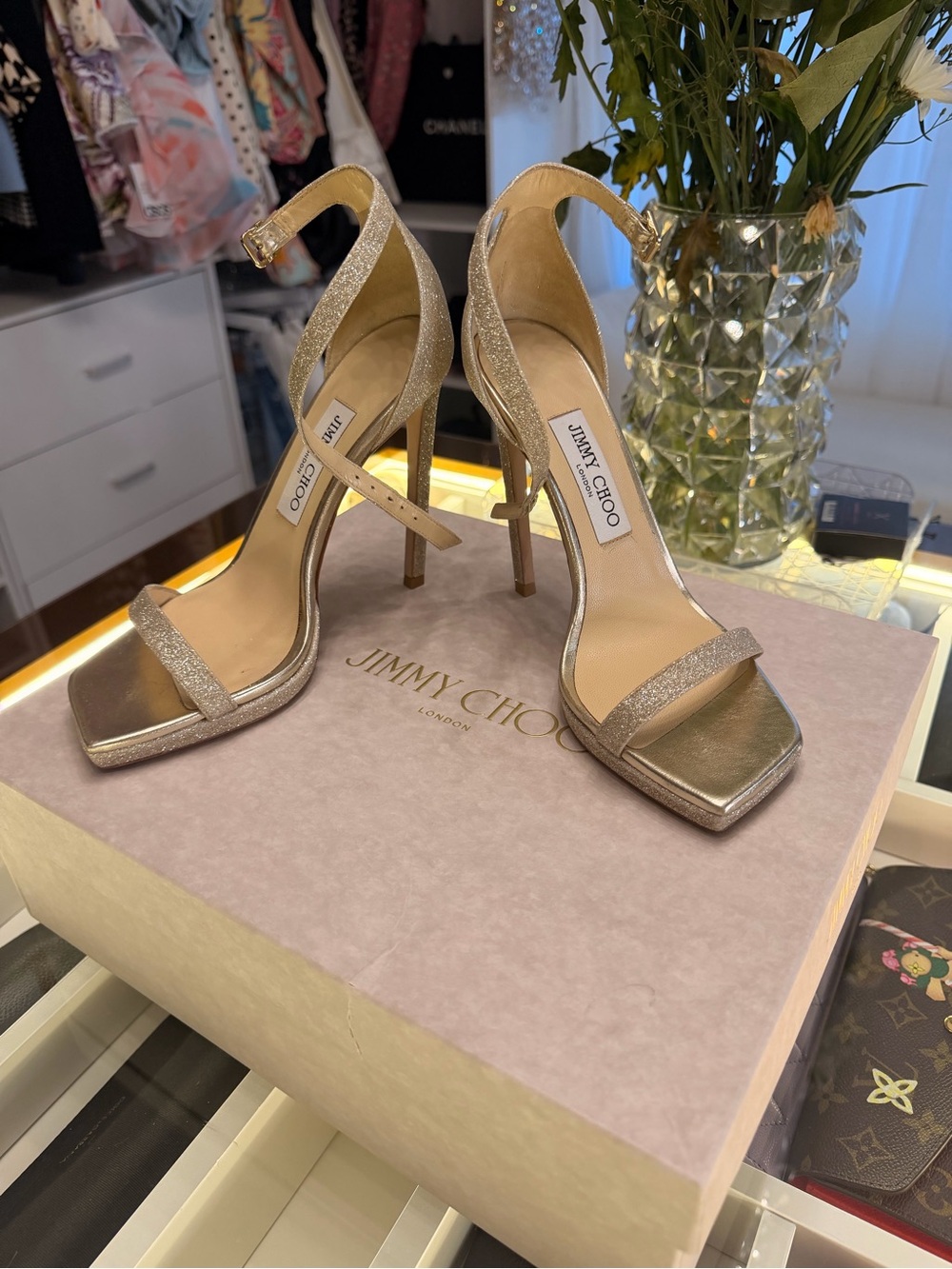 Jimmy Choo Glittering Gold Heels